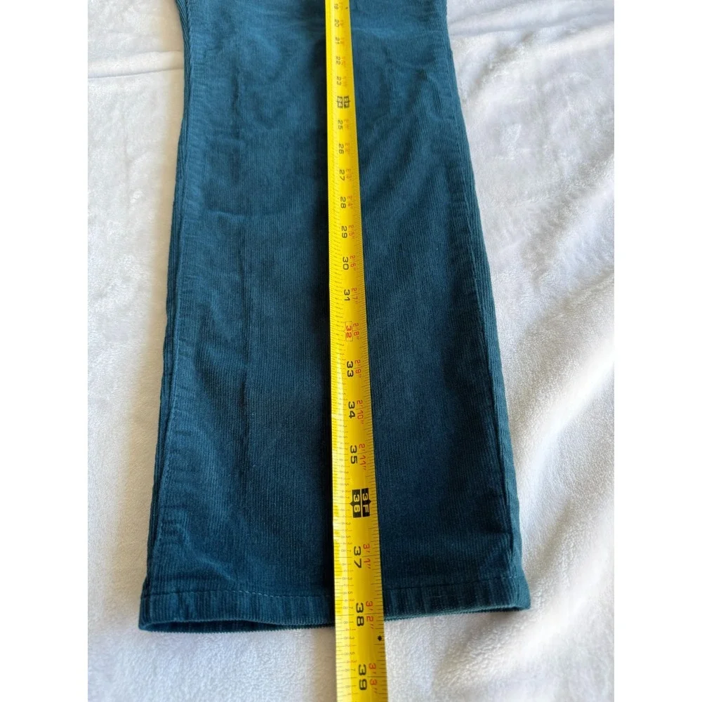 Talbots Corduroy Pants Womens Sz 16P Green High Waist Straight Leg Dark Academic
